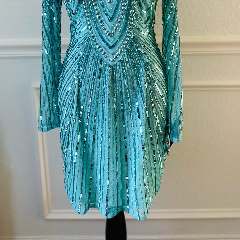 Karishma Creations Zasa Chic beaded sequin short cocktail dress. - Picture 5 of 6